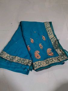 Beautiful Teal Embroidered Saree