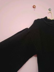 Chic Black Turtleneck Knit Sweater