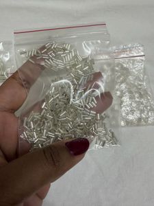 5 Transparent/ Glass Beads &amp; Nalki embroidery