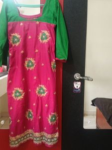 Pink Nd Green Combination Very Beautiful Embroider