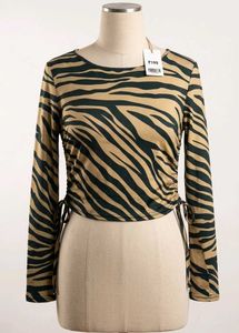 Trendy Zebra Print Ruched Top