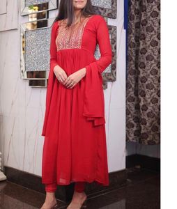 Elegant Red Kurta with Gold Embroidery