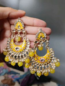 Beautiful Yellow Jhumka Earrings