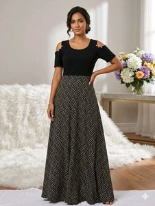 ❤️Size S To L Elegant Black & White Dress Material