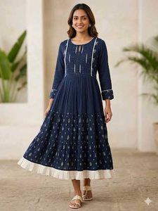 💙 Elegant Navy Blue Anarkali Kurta | Flared Desig
