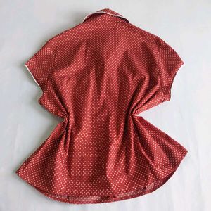 Chic Polka Dot Button-Up Top Y2k edit 🐞