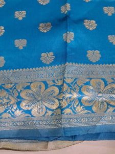 Beautiful Blue Banarasi Silk Saree