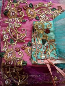 Embroidered Ombre lehnga  with bliuse having margi