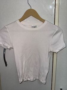 White Ribbed Crop Top
