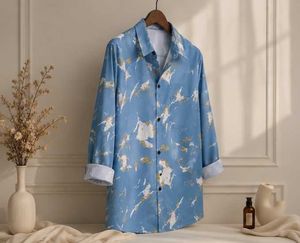 blue crinkled shirt