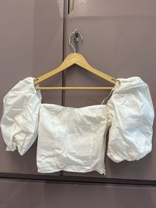 White Puff Sleeve Corset Top