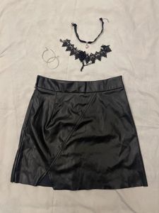 black leather skirt