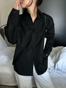 Korean Pintrest Classic Black Button-Up Shirt