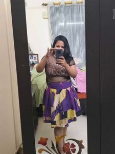 Purple Cotton Short Skirt