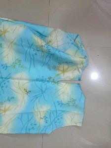 Blue Floral Print Dress Material