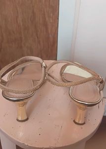 Stylish Gold Embellished Heeled Sandals