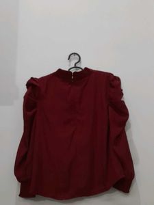 Burgundy Ruffle Sleeve Top