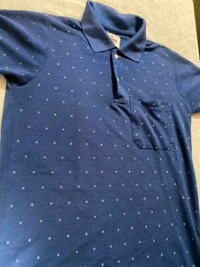 Men's Blue Patterned Polo Shirt