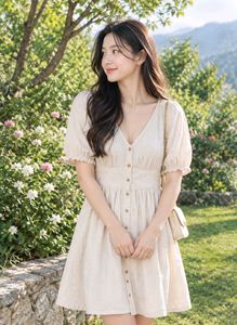 China Linen Blend Dress