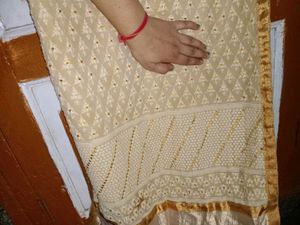 Elegant Beige Kurta with Embellished Neckline