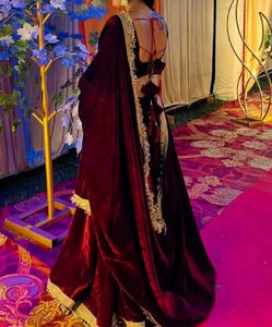 Elegant Maroon Velvet Lehenga Choli