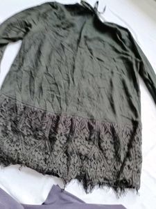 Dark Gray Lace Trim Tunic sweater