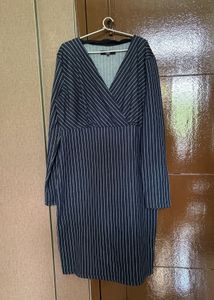 Pinstripe Wrap Midi Dress