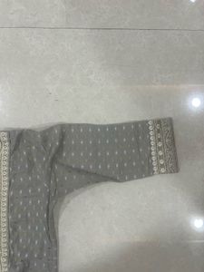 Elegant Grey Kurta with Embellished Neckline