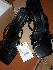 Black Strappy Block Heels Sandals