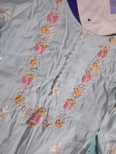 Pastel Blue Embroidered Kurta Set