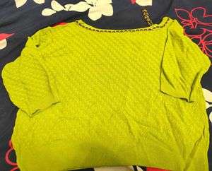 Lime Green fancy top - chain off shoulder Sleev