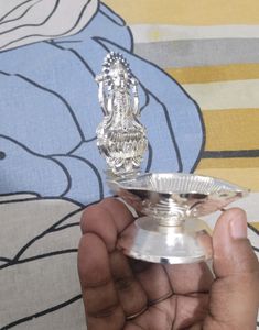 DIWALI GIFT Laxmi Mata With Diya In Silver Color