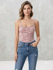 Pink Camouflage Spaghetti Strap Tank Top