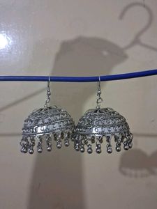 Silver Jhumka Earrings