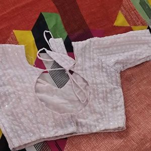 Elegant Sequined Saree &amp; Blouse Set