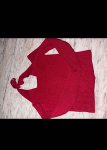 Chic Cut-Out Red Knit Top