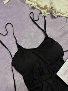 Stylish Black Ribbed Bikini 32-34