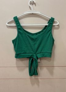 Emerald Green Tie-Front Crop Top