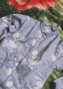 Men's Striped Floral Print Shirt