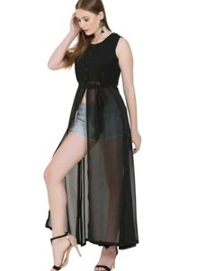 Sheer Black Sleeveless Maxi Dress + Free kurti