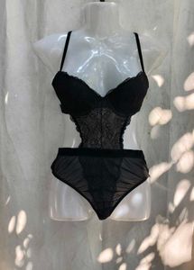 401110. Black Lace Teddy Bodysuit
