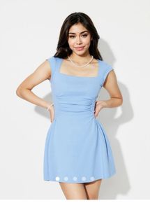 Light Blue Ruched Fit &amp; Flare Dress (XS)