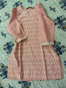 Pink Embroidered Kurta