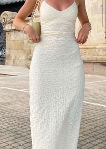 lulu &amp; Sky White Solid Sleeveless Maxi Dress