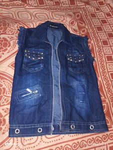 Women's Denim Vest with Studs