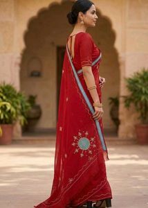 Beautiful Red Embroidered Saree