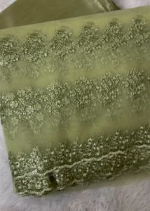 🍃 PASTEL GREEN NETTED SAREE 🍃