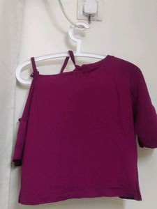 Burgundy One Shoulder Top
