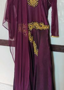 Elegant Maroon Embroidered Anarkali Gown