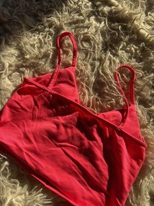 Coral Twist Front Crop Top